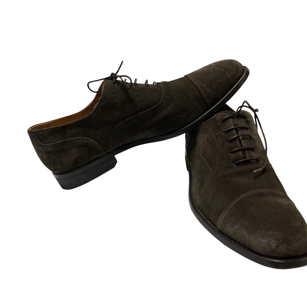 Calce Mens Loafers Suede Lace Up Size 44 US 11 Chocolate Brown Classic Office
